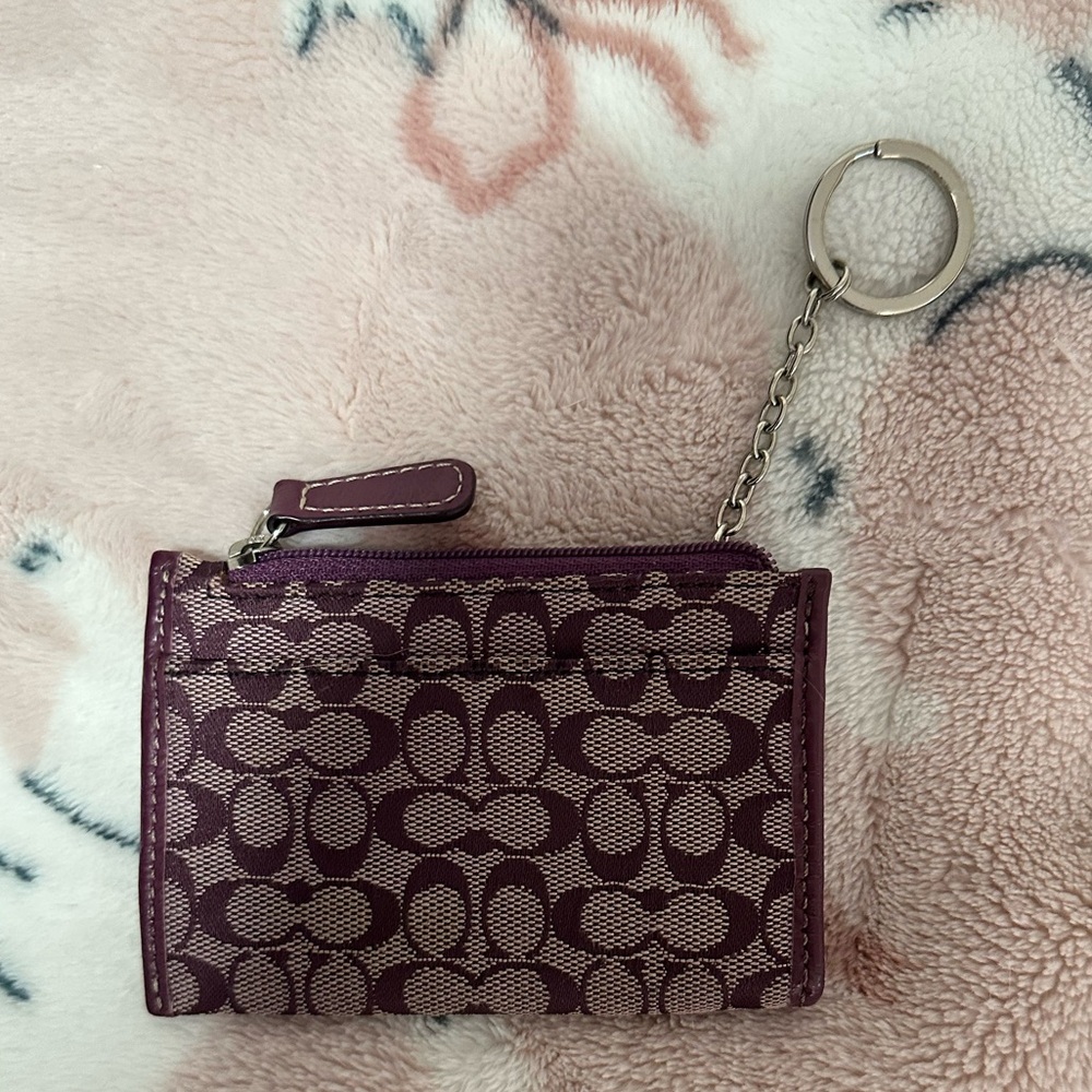 Coach Purple Signature Keychain Wallet